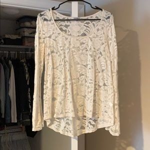 Express Sheer Lace Long Sleeve Shirt